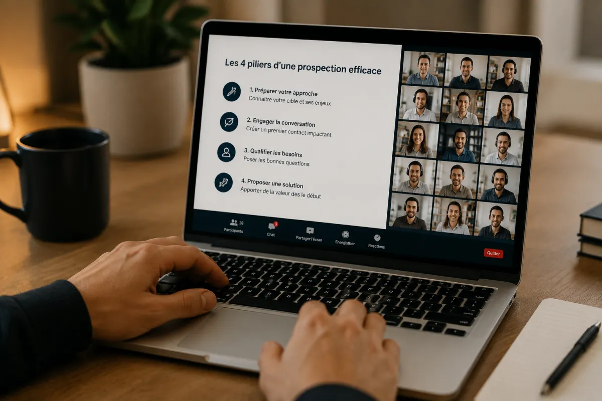 Formation vente en ligne suivie par une équipe commerciale